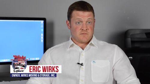 Eric Wirks, owner of Wirks Moving & Storage, Inc., seated in front of a computer, sharing insights on marketing benefits from USA Home Listings for moving companies.